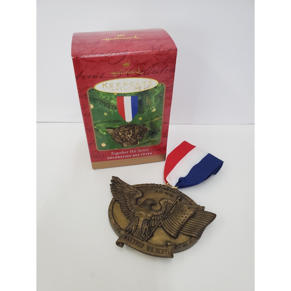 Hallmark Keepsake Ornament 2000 Together We Serve Military Eagle Flag Medallion